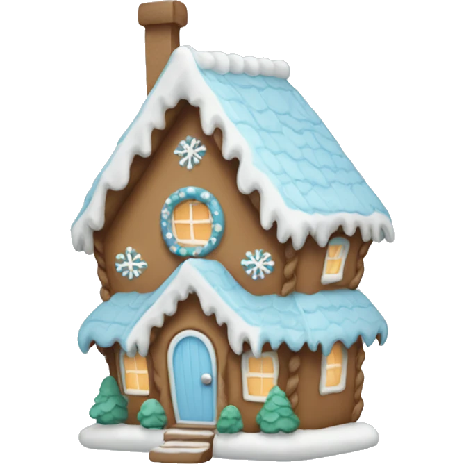 Cosy light blue gingerbread house  emoji