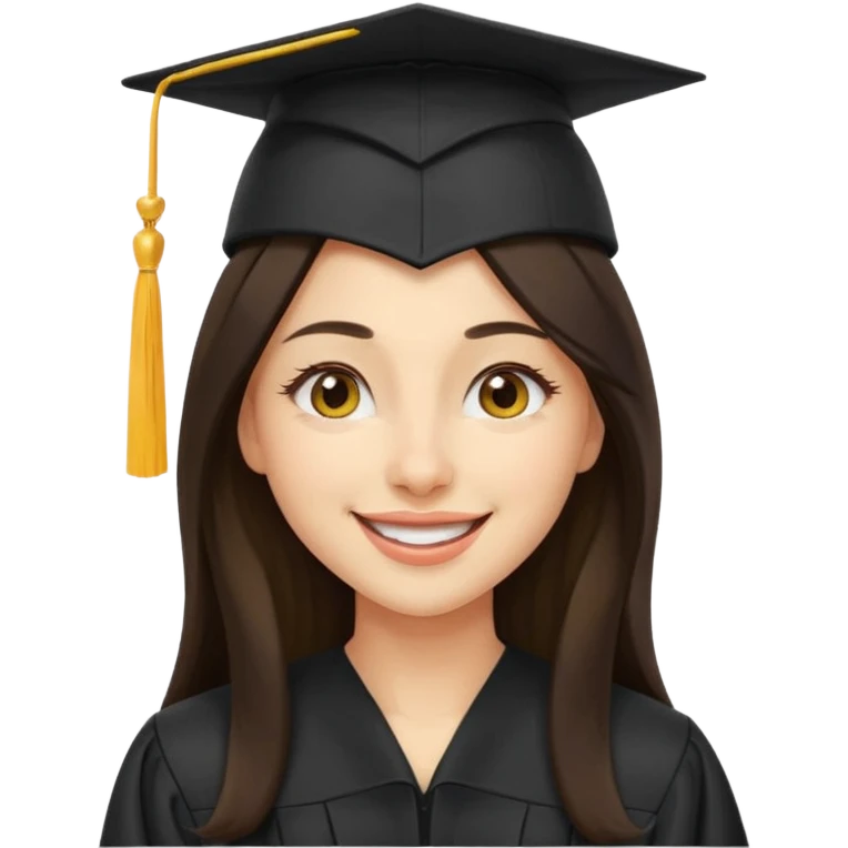 带着学士帽的，深棕色长发，黄种偏白皮肤的，高鼻梁，不戴眼镜的女博士生，在wink，年龄26岁 emoji