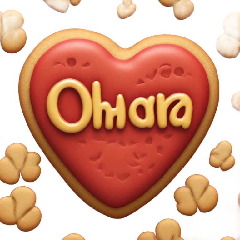 Red cookie heart with ohana emoji