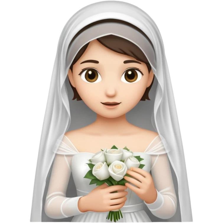 Veiled girl holding a wedding dress in her hand emoji