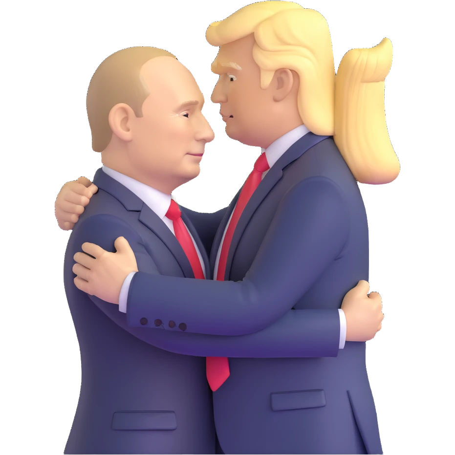 Putin and Trump embracing emoji