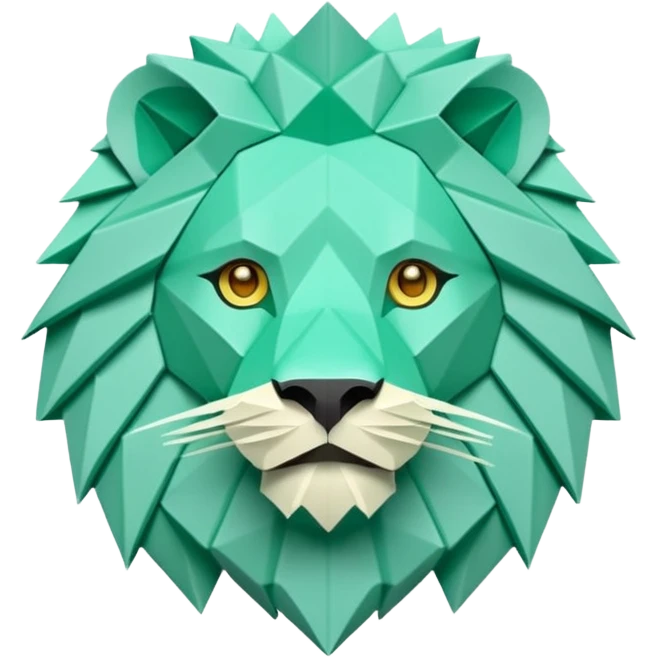 origami lion in color green mint rgb(168, 251, 211) emoji