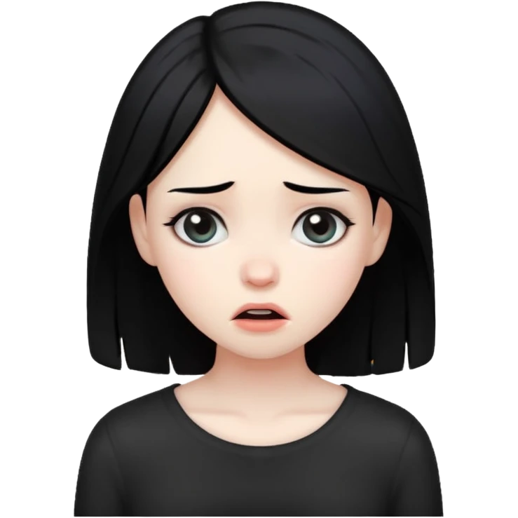 Create a girl with black hair violently choking herself emoji