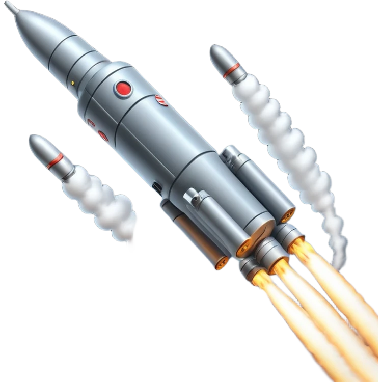 close-up of missile battery on a space station launching a missile emoji