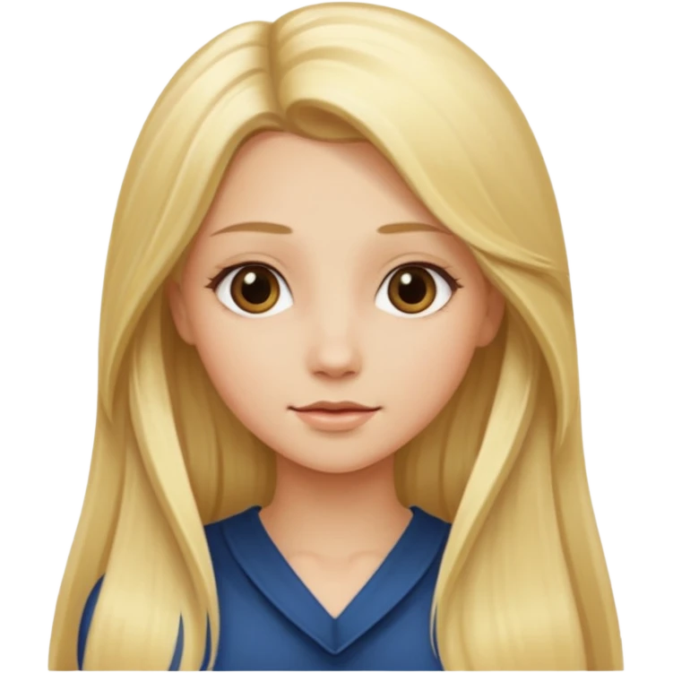 a girl with blonde long silky hair.  emoji