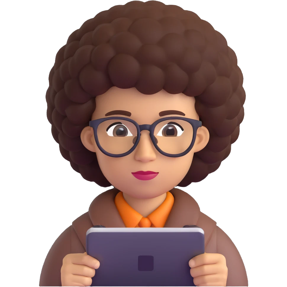 light skin nerd with afro emoji