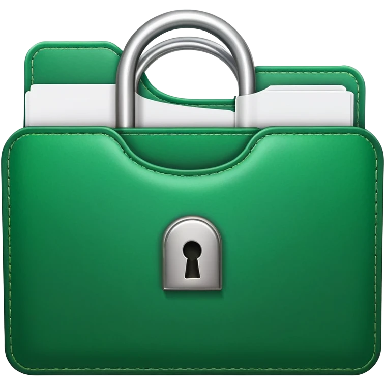Green folder with lock, secured document, protected file emoji