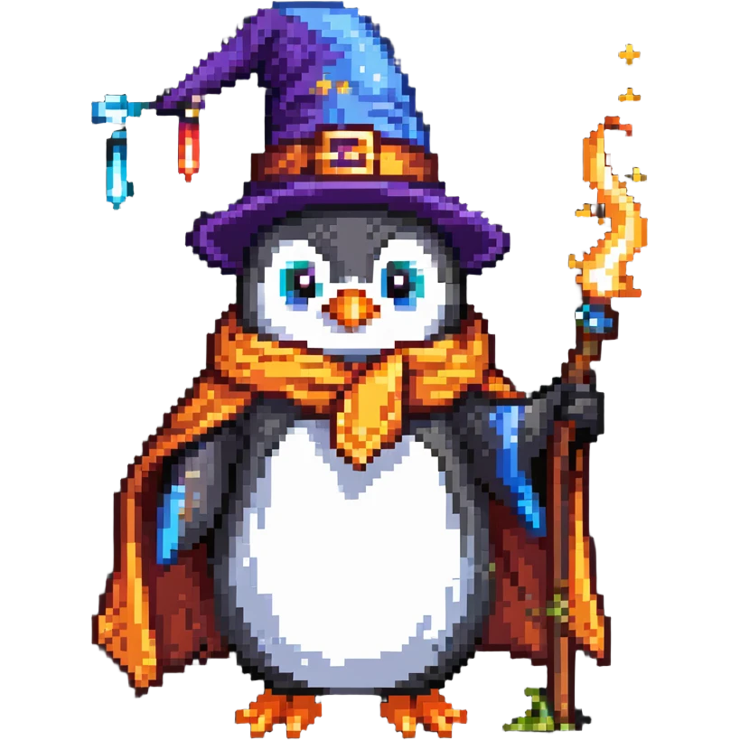 penguin wizard casting spell emoji