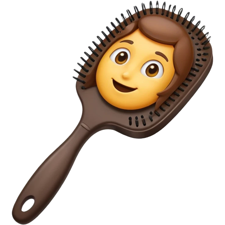 brown hairbrush, Samsung emoji style, cartoonish and friendly emoji