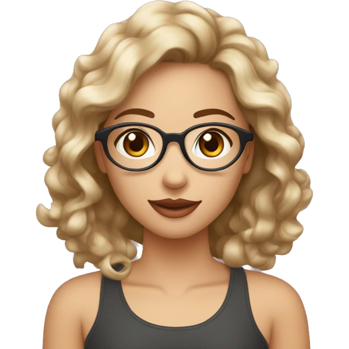 Moi une fille avec les yeux brun la peau blanche des cheveux marons bouclés e avec des lunettes les cheveux très longs châtain et ondulé emoji
