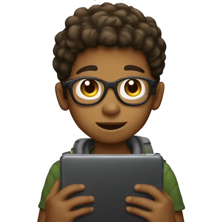 a kid using a ipad emoji