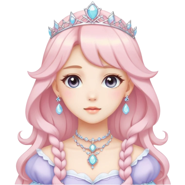 Gorgeous beautiful pretty anime princess lady, accessories, jewelries, pastelcore, cottagecore, fairycore, elegant emoji
