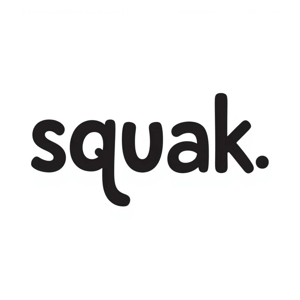 'squak' word in playful hand-drawn doodle style emoji