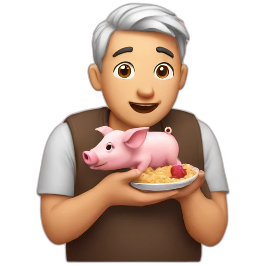 Man eating a piglet emoji