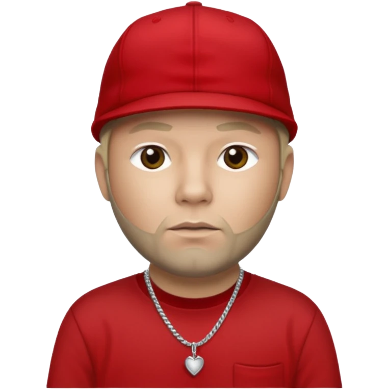 Fred Durst with light skin, dark blonde, red cap, black shirt with silver necklace, khaki pants emoji