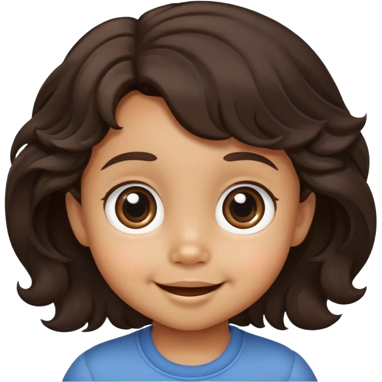 cute smiling toddler face with big eyes, medium skin tone, and dark wavy hair emoji