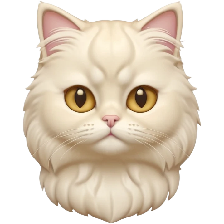 A 3D cartoon Persian cat with soft cream-white long fur, round face, golden eyes, gentle expression, cinematic Memoji-style lighting. emoji