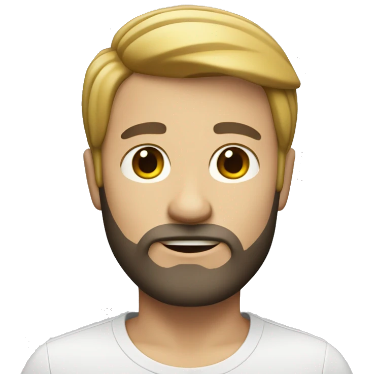memoji white guy with black french crop and little beard emoji