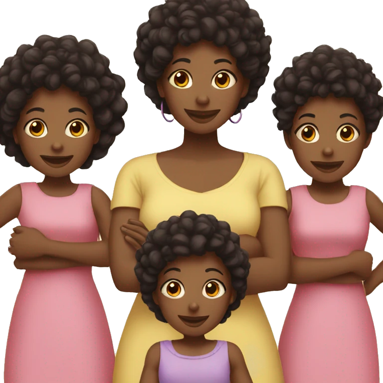 Black Mom with two sons and 3 daughters emoji