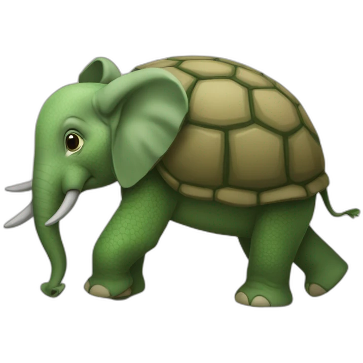 Un éléphant sur une tortue emoji