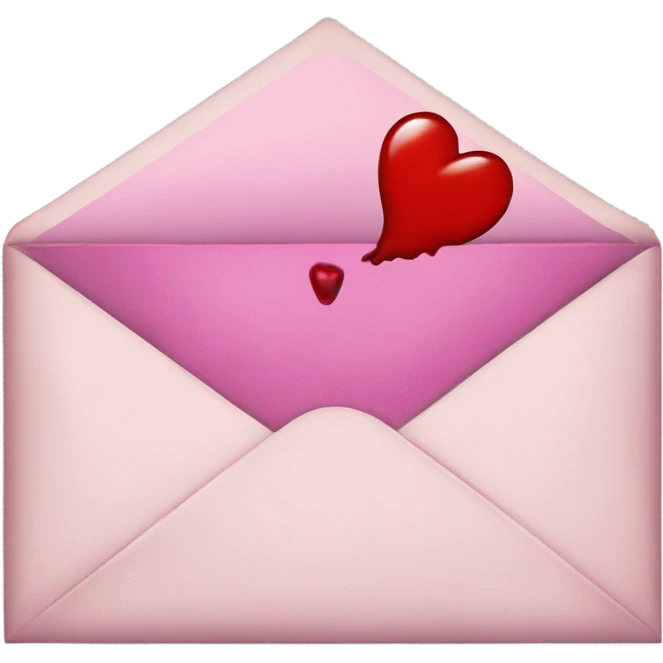 Envelope sealed with a heart and a kiss lipstick stain emoji