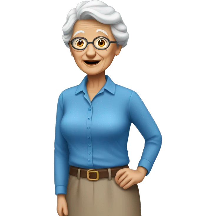 Old lady wearing blue shirt emoji