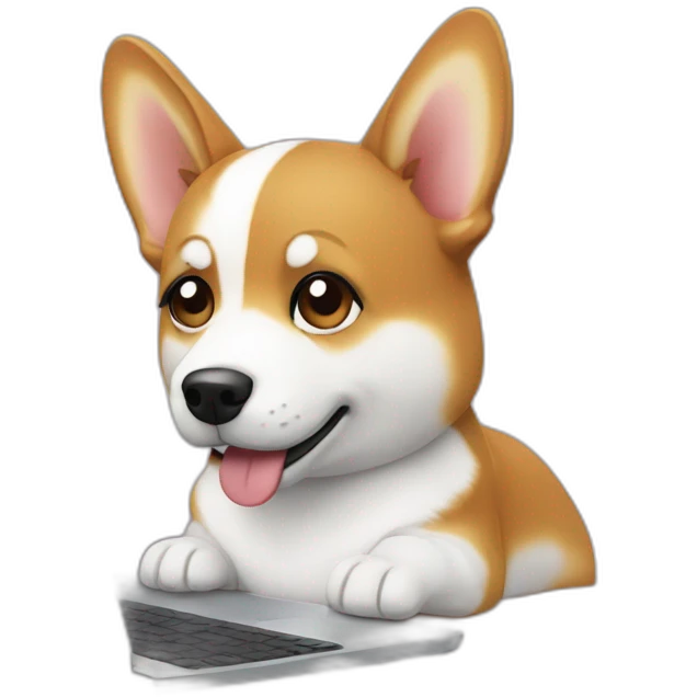 corgy using a computer emoji