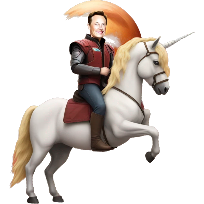 elon musk on a unicorn in mars emoji