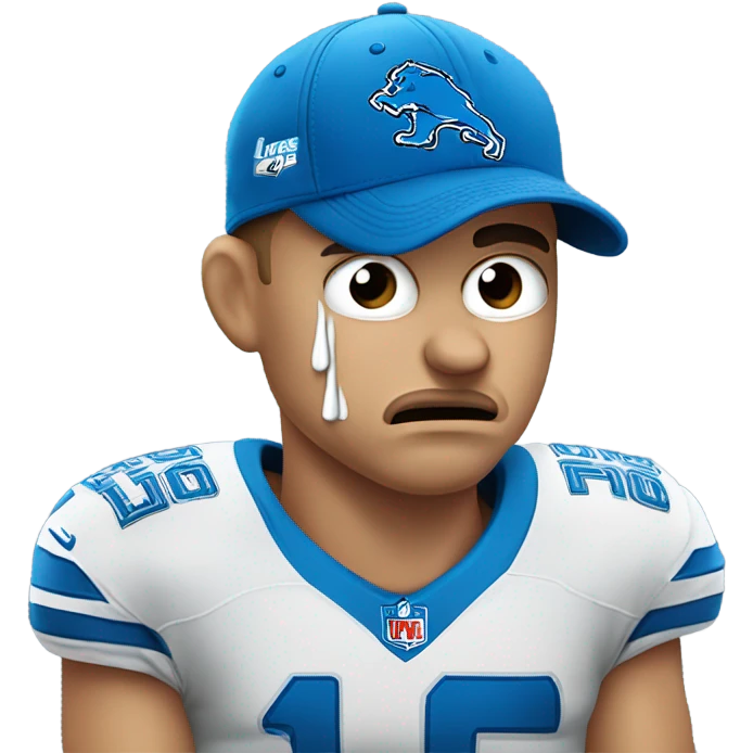 Crying Detroit lions fan white emoji