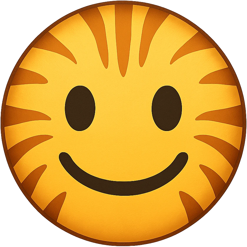 yellow face with orange tiger stripes emoji, digital illustration, no background emoji