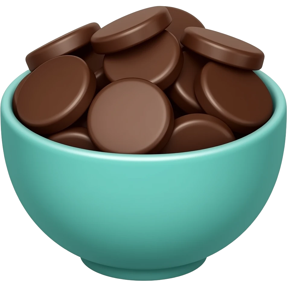 super realistic small teal bowl of chocolate circles emoji