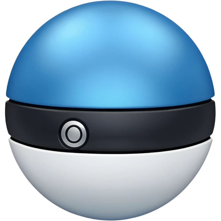 blue pokeball emoji, top half is a more saturated blue, bottom half is white, black stripe, with a metallic sheen emoji
