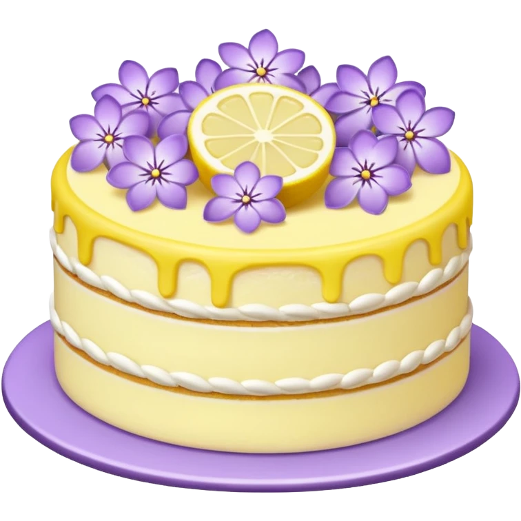 Lemon cake with lilac flowers emoji