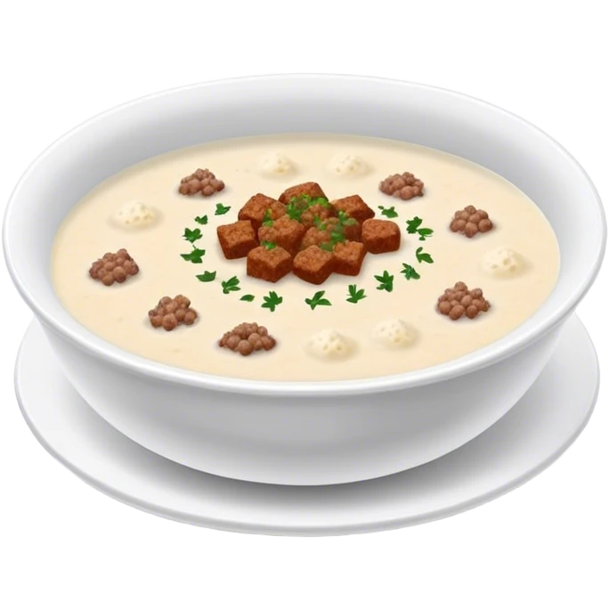 Simple flour soup with minced meat, popular for its ease of digestion. emoji
