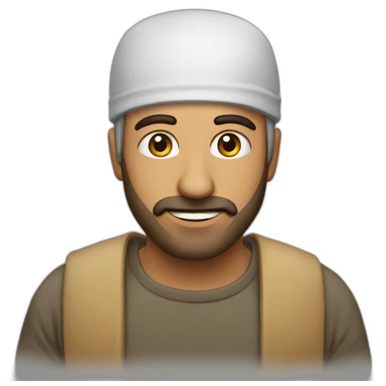 رجل شعره زهريّ ويلبس قناع emoji