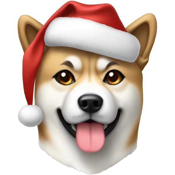 Akita wearing christmas hat with a bow emoji