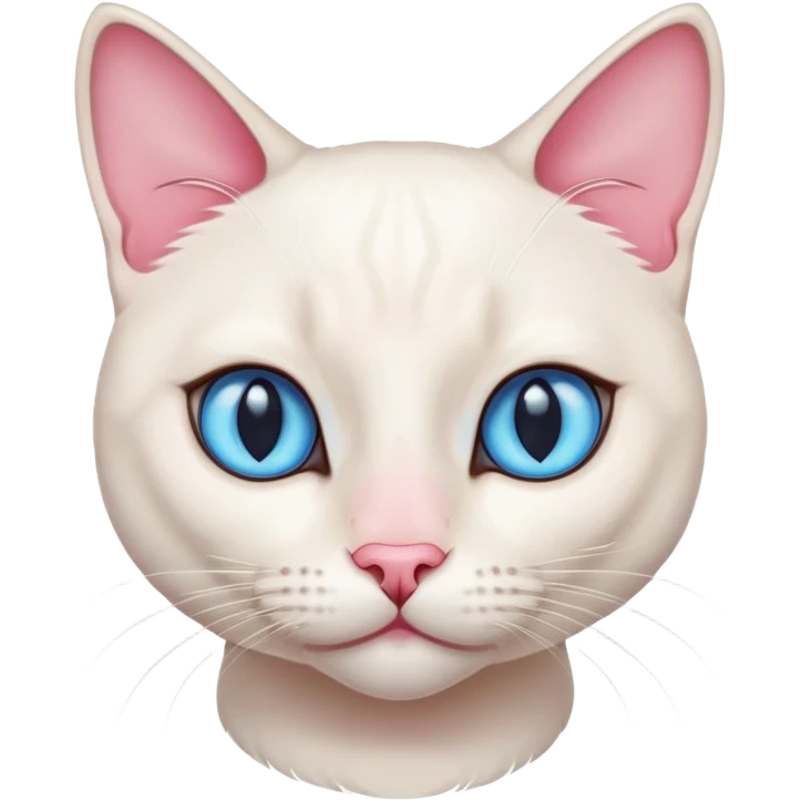 White female cat with siamese features, pink nose and blue eyes emoji