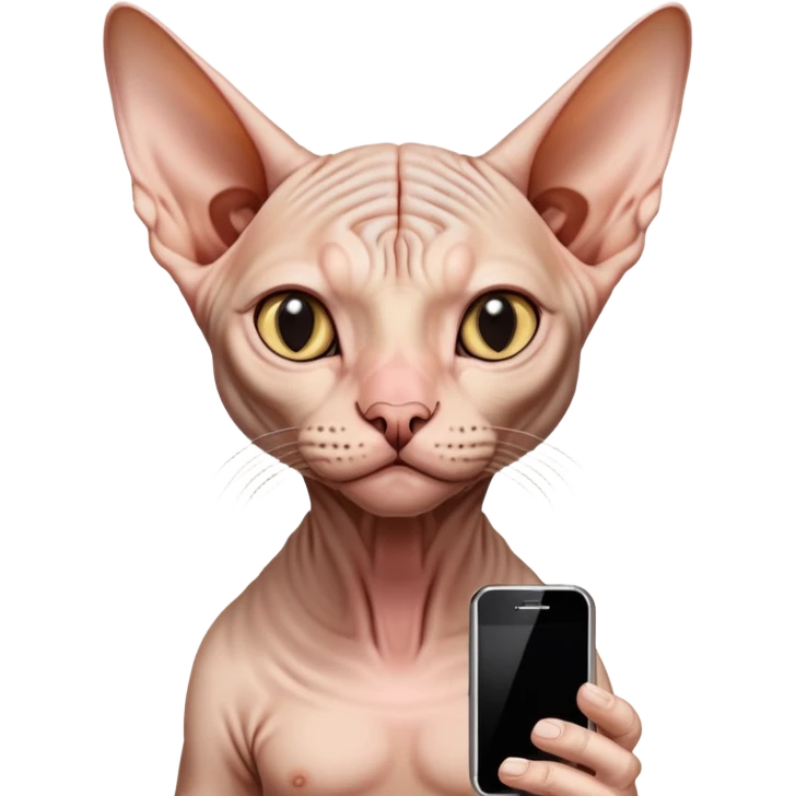 Sphynx with an iPhone emoji