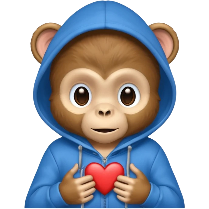 Monkey wearing a hoodie with a Little Heart on it  emoji