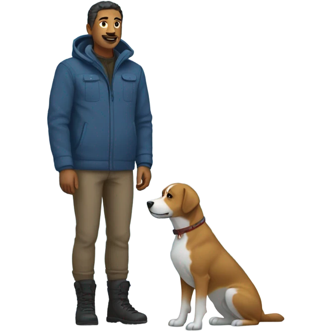 Man with dog in snow emoji