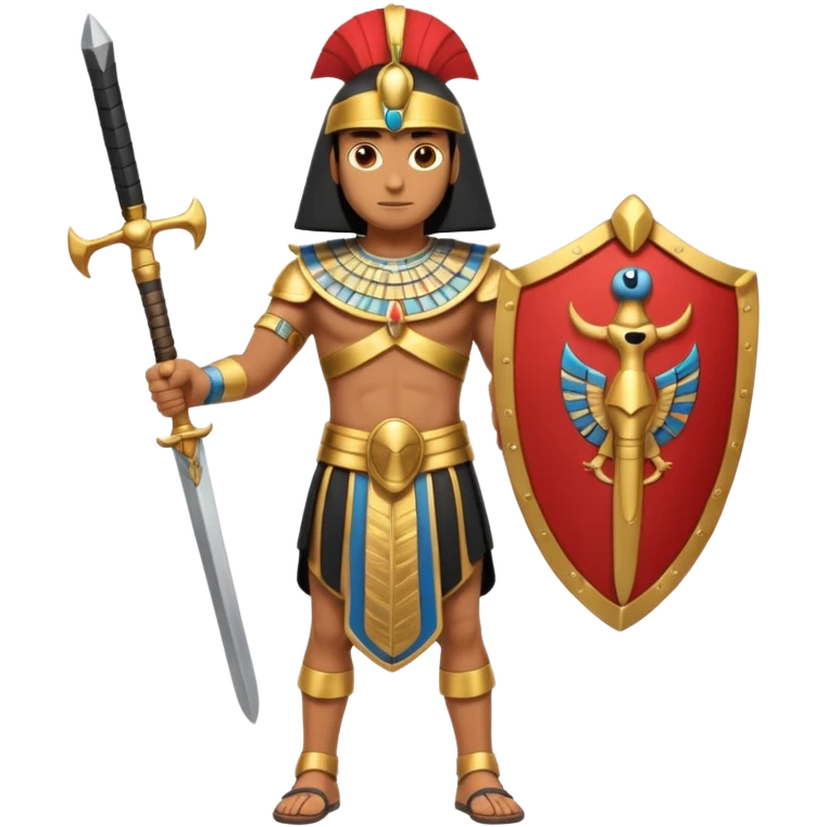 fullbody ancient Egyptian soldier with sword and shield emoji