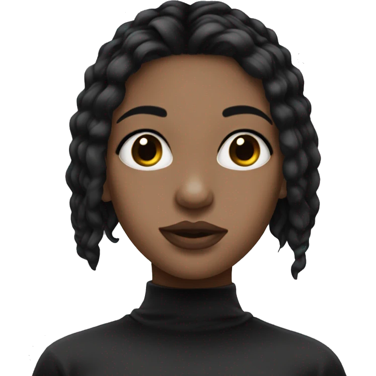 white girl black hair with a vertical labret piercing  emoji