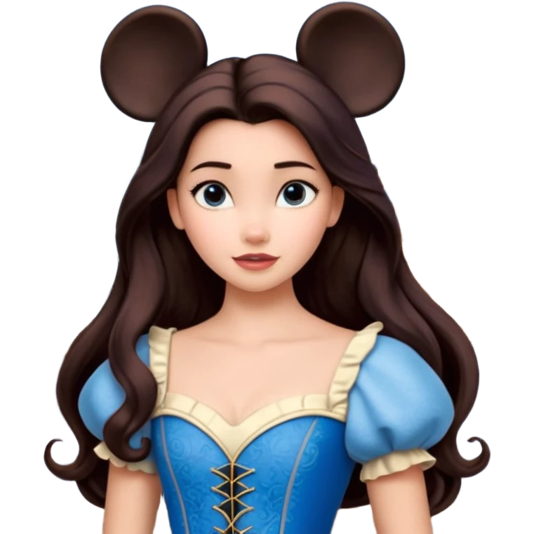 Quiero que crees una imagen donde este el castillo de Disney y por detrás o delante pon a 4 chicas: una con el pelo largo rizado marrón , otra con el pelo muy corto negro, como un chico, otra con el pelo mediano liso marrón con ojos azulesy otra con el pelo negro largo liso . Todos son color carne emoji