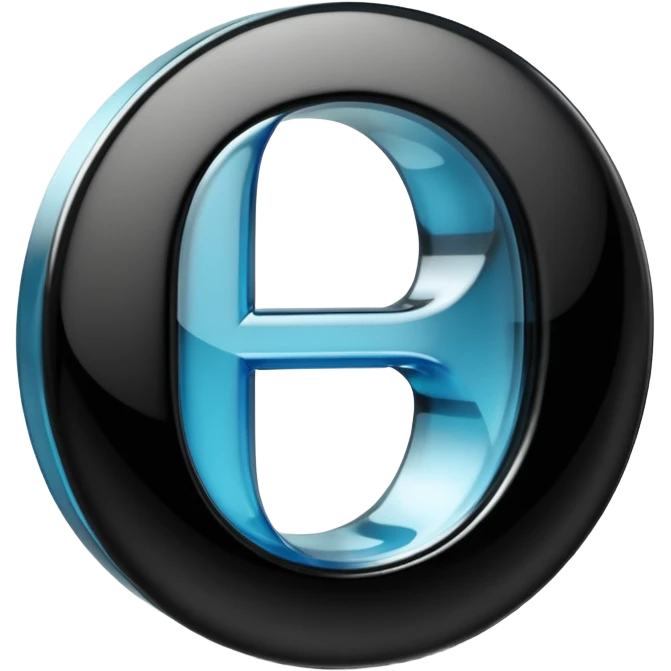 Photo of a 3d made of glass letter "О", black solid background, symmetrical emoji