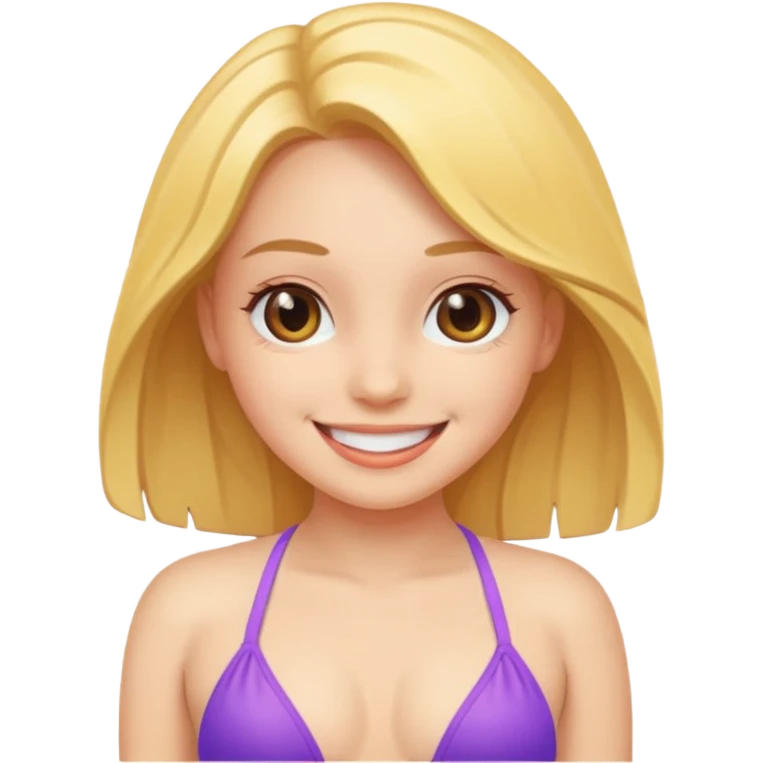 Make a girl showing her boobs off in bikini  emoji