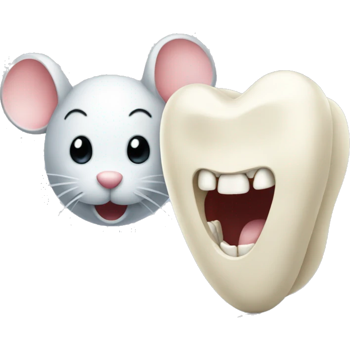 a mouse next to a tooth emoji