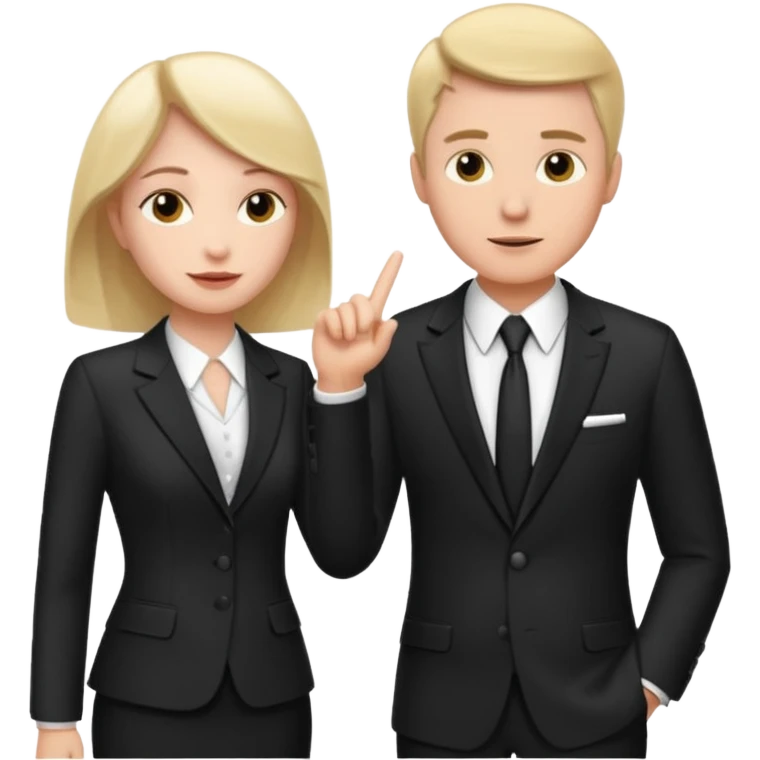 white man in formal suit talking to white woman in formal suit emoji