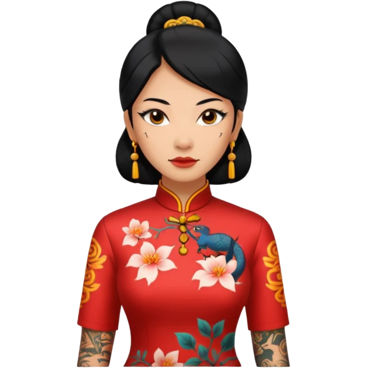 ancient woman with tatooed and cheongsam, NO pierce emoji