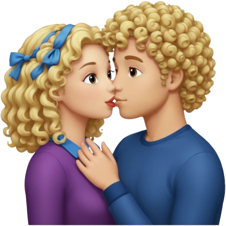 Blonde curly guy kissing on girl butt emoji