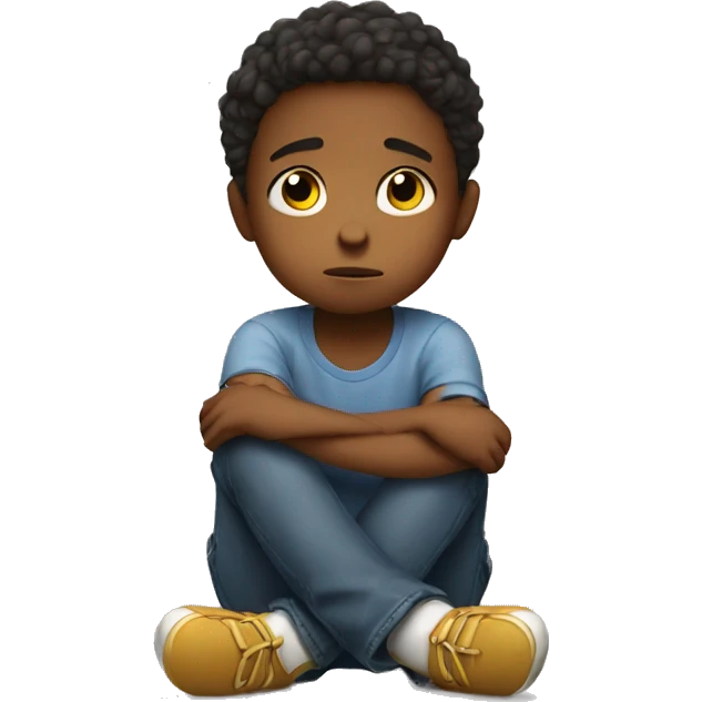 sad child sitting with arms folded emoji